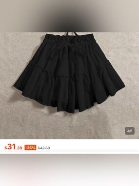 SHEIN Black Tiered Ruffle Skater Skirt